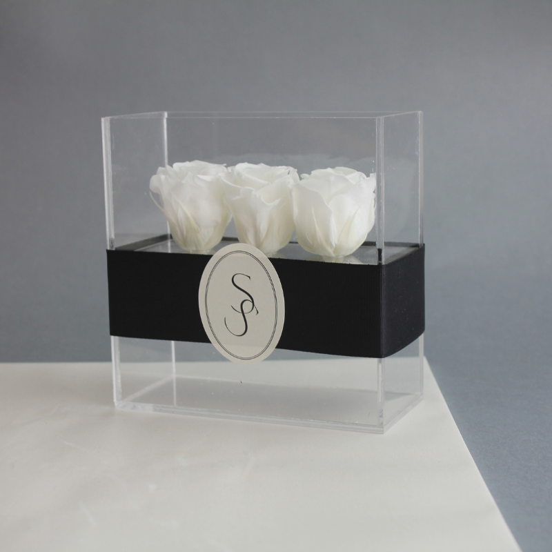 ROSAS BLANCAS PRESERVADAS EN CAJA DE ACRÍLICO - Imagen 5