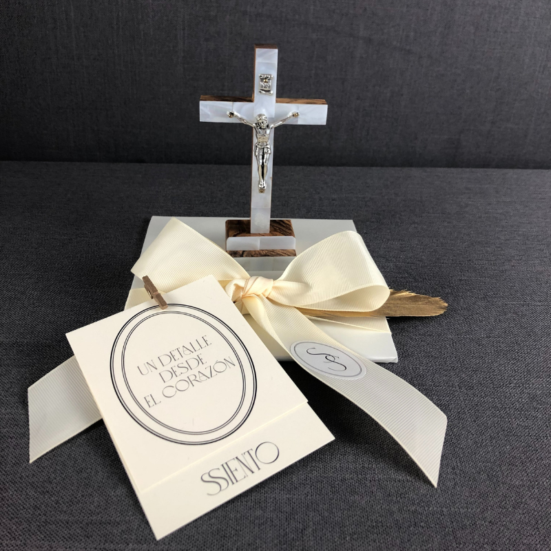 CRUZ TIERRA SANTA MADRE PERLA CON CRUCIFIJO