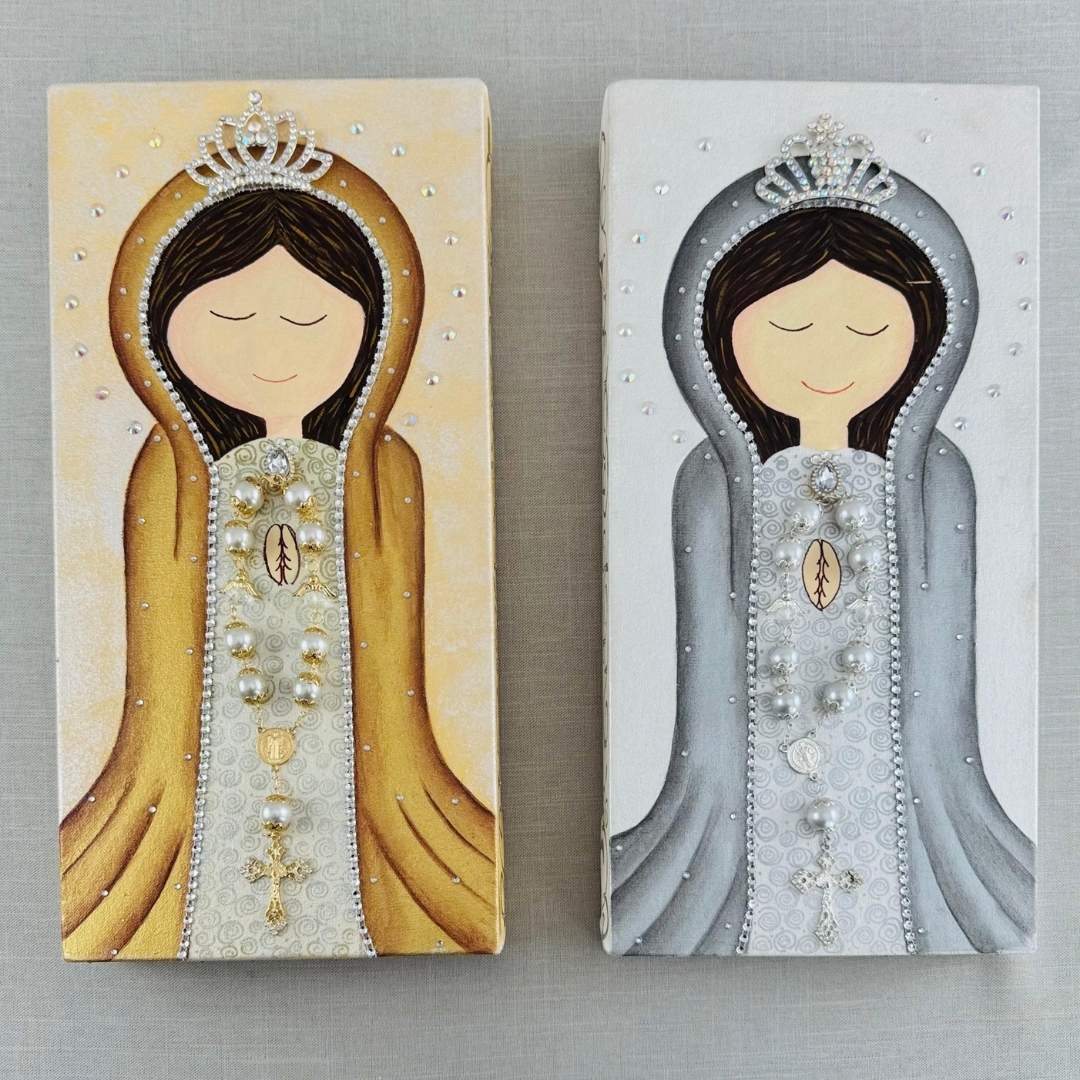 Cuadro de virgen con rosario